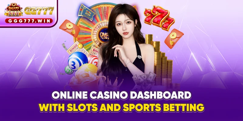Online casino dashboard with slots and sports betting